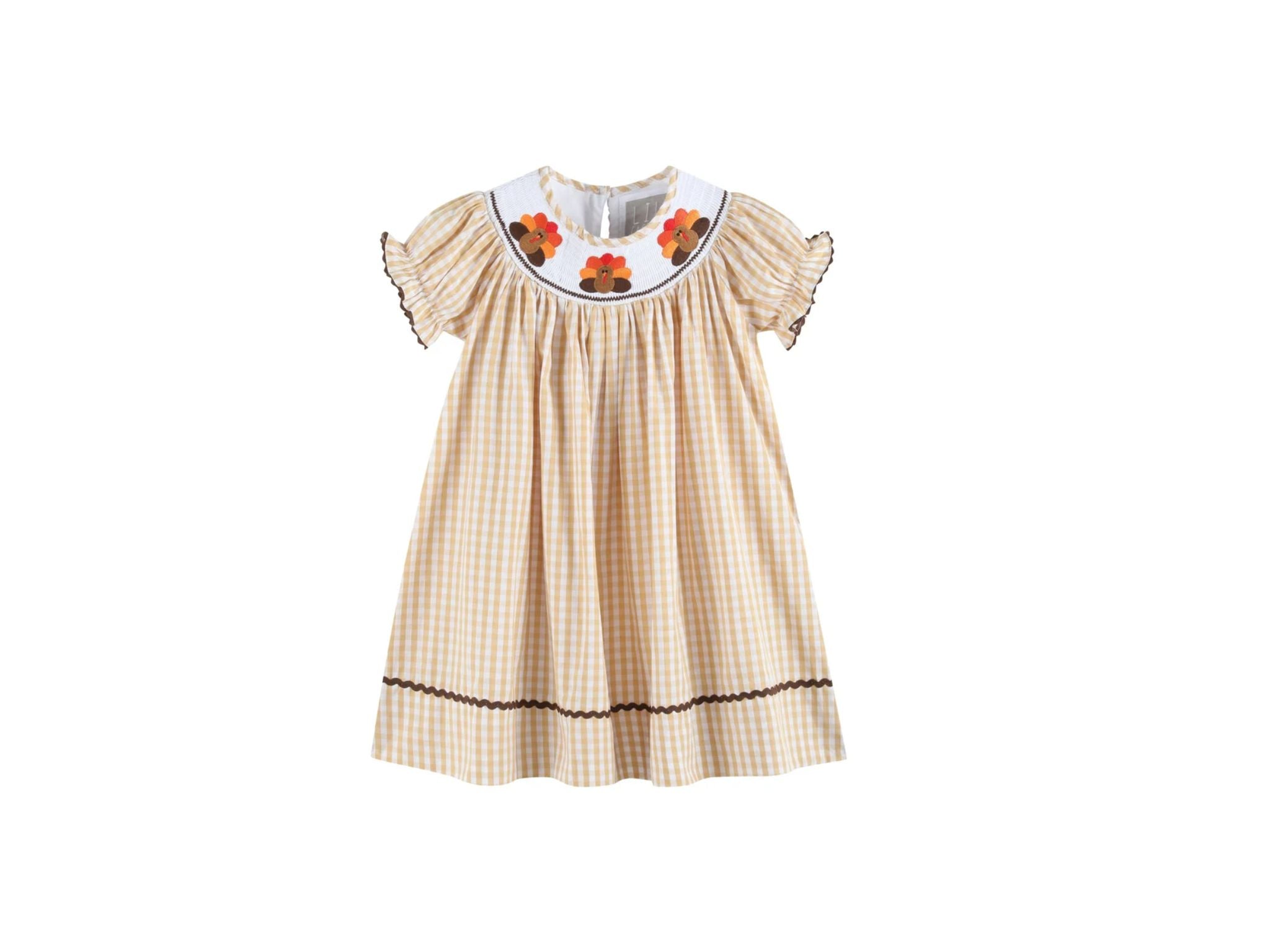 Girls Gingham Turkey Bishop Dress