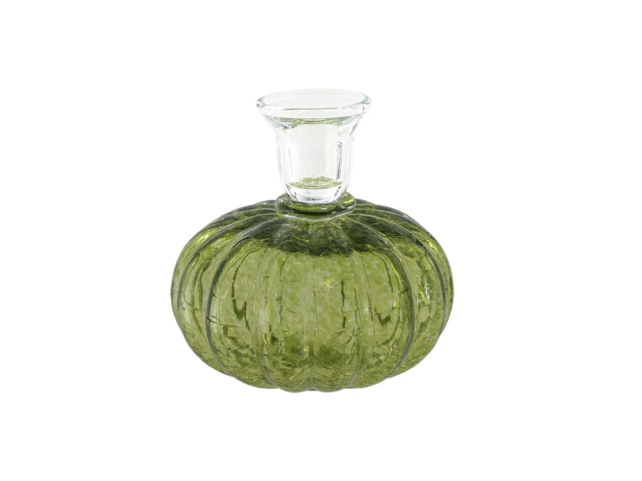 Green Glass Pumpkin Candle Stick