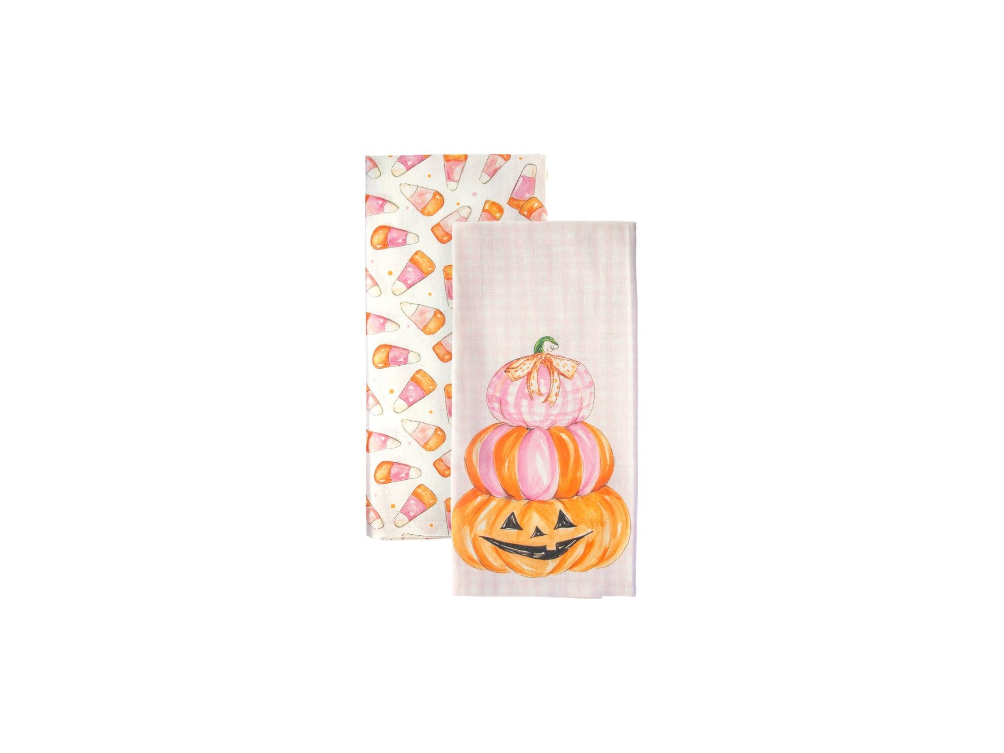 Pink Candy Corn Tea Towels Set of 2