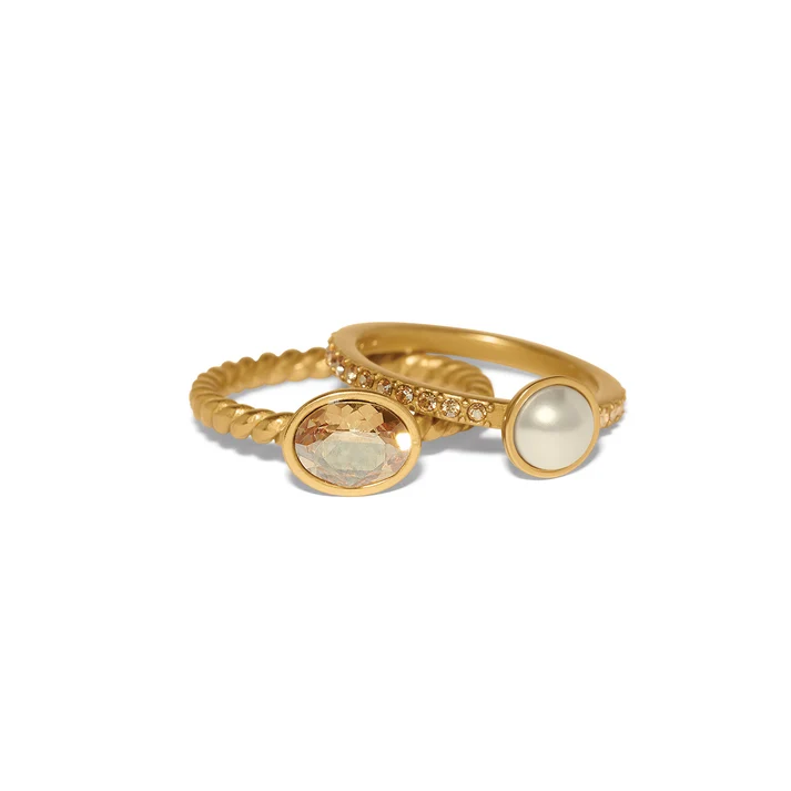 [Brighton] Trust Your Journey Double Pearl Ring-8