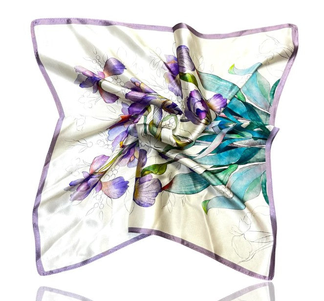 Purple Iris Silk Scarf