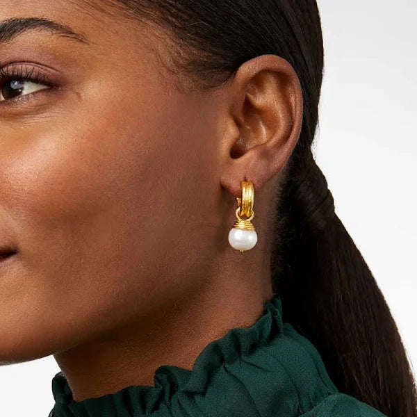 {Julie Vos} Astor Pearl Hoop & Charm Earring-Gold-Pearl