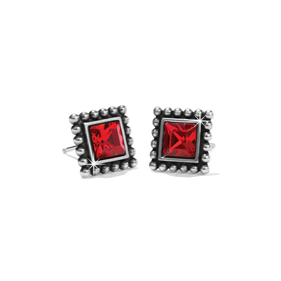 {Brighton} Sparkle Square Mini Post Earrings-Red