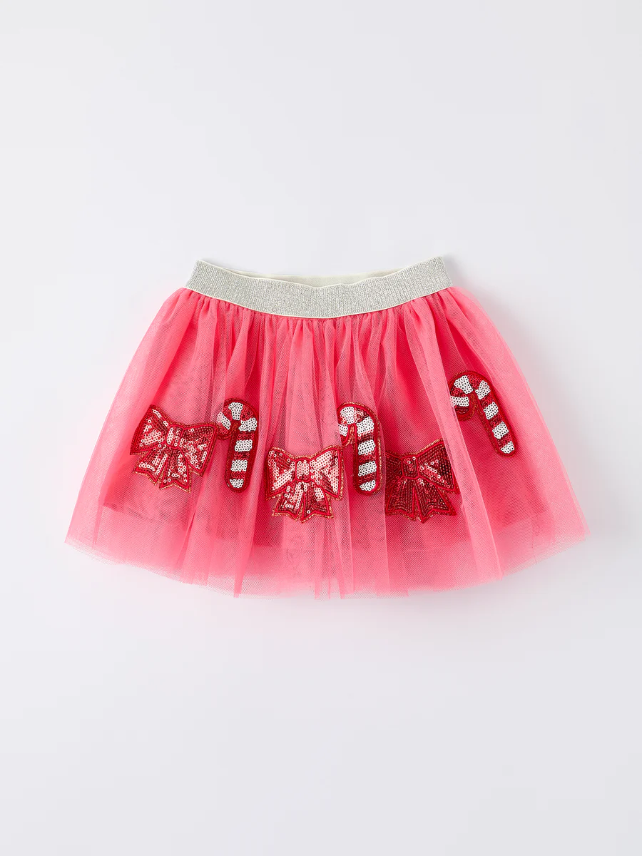 Christmas Candy Cane & Bow Tutu Girls Skirt