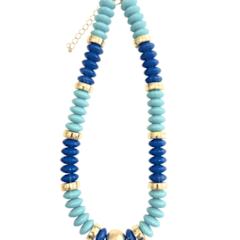 Tobie Beaded Disc Necklace-Blue
