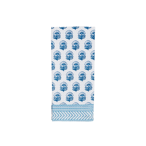 Blue Floral Pattern Edge Towel