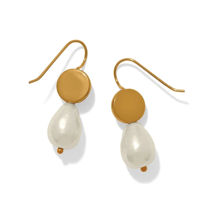[Brighton] Trust Your Journey Petite Pearl French Wire Earrings-Gold