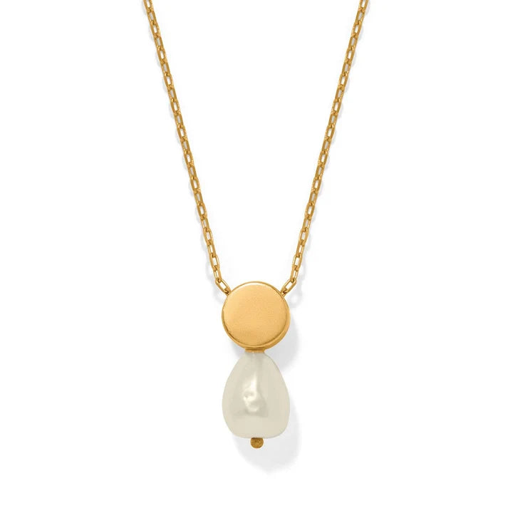 [Brighton] Trust Your Journey Petite Pearl Necklace-Gold