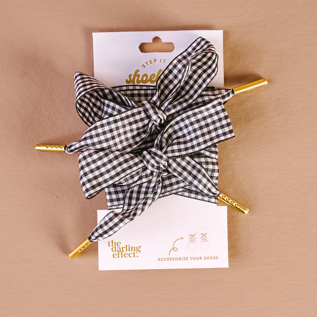 Gingham Black Step It Up Shoelaces