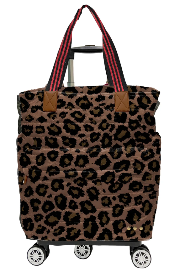 Tenley Quilted Tote Roller Bag- Leopard