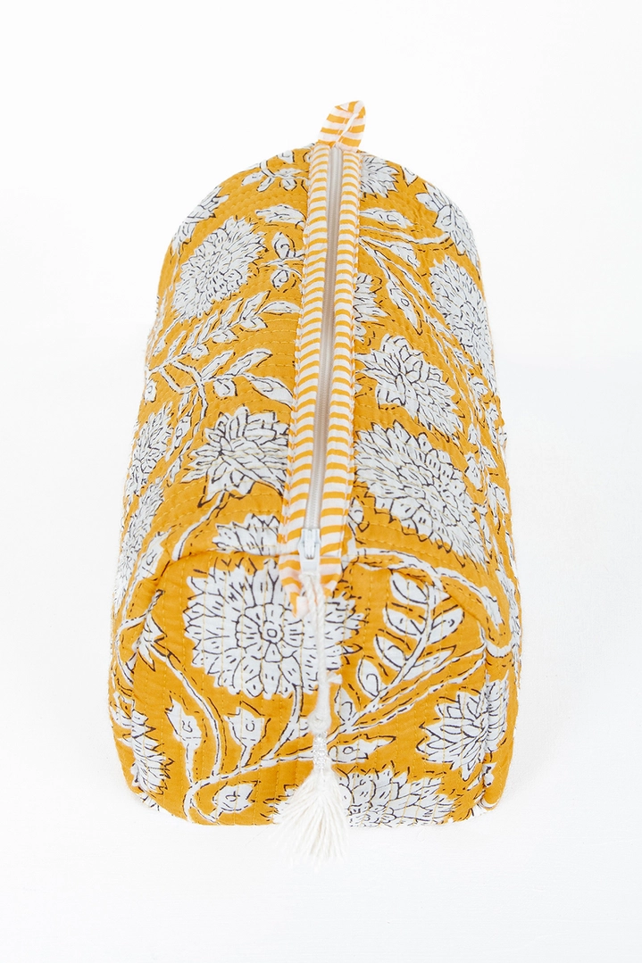 Yellow Quilted Cosmetic Bag Medium
