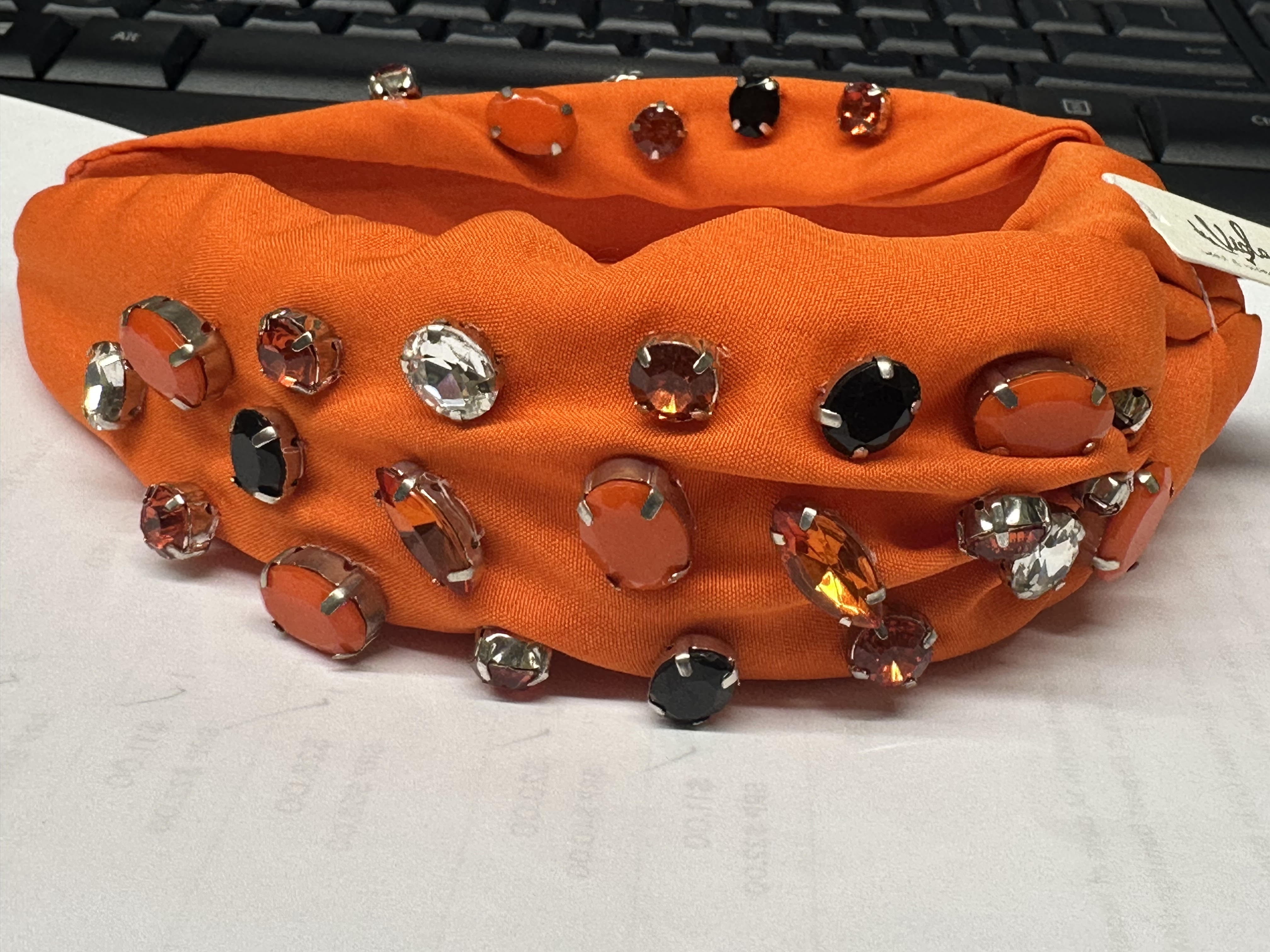 Jaded Jeweled Headband-Orange