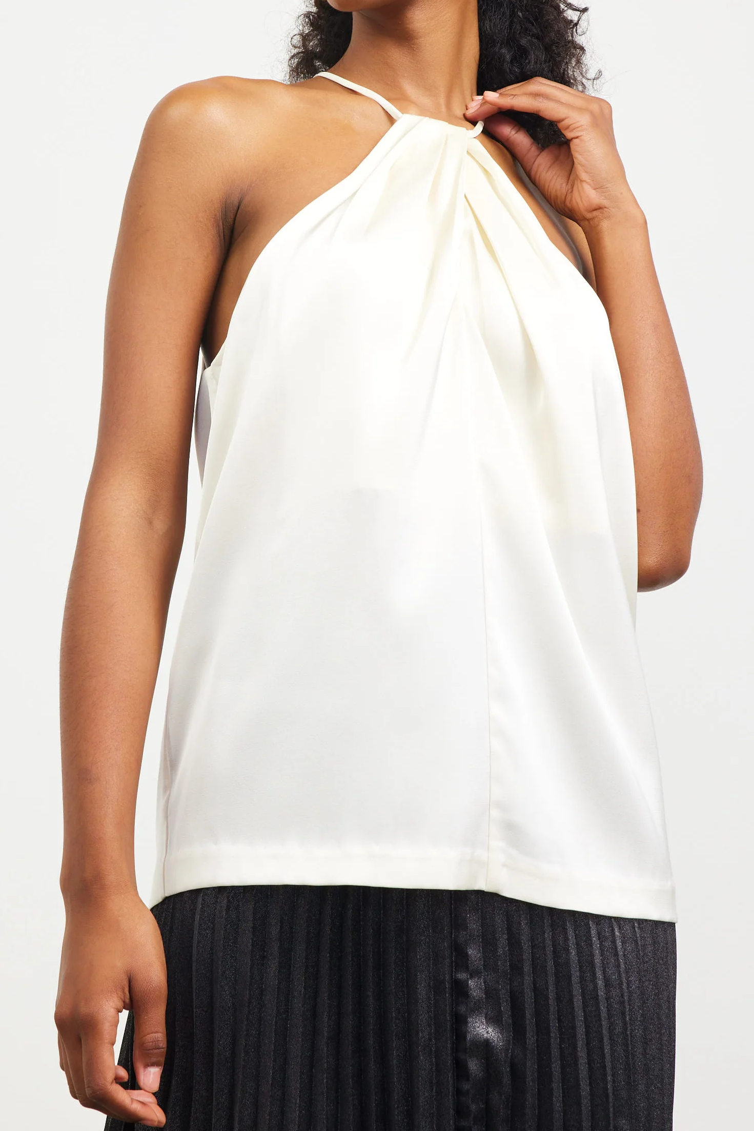 Harmony Pleated Halter Top - White
