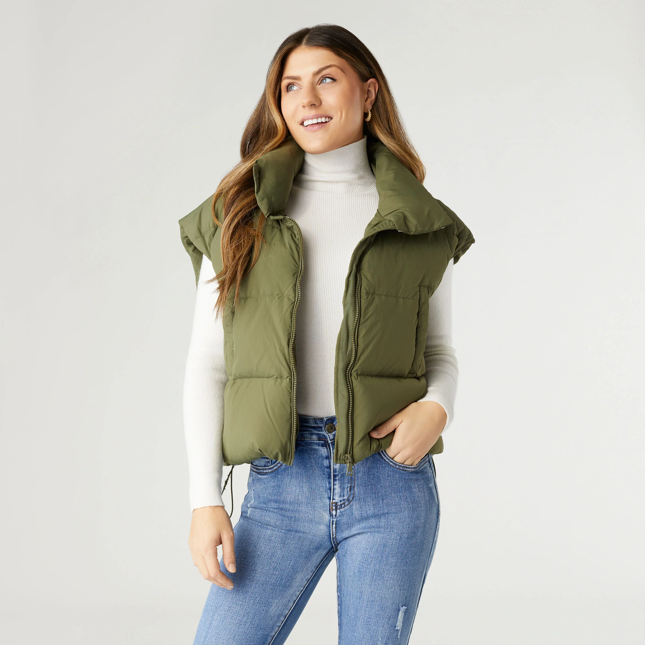 Jana Chunky Down Vest - Olive