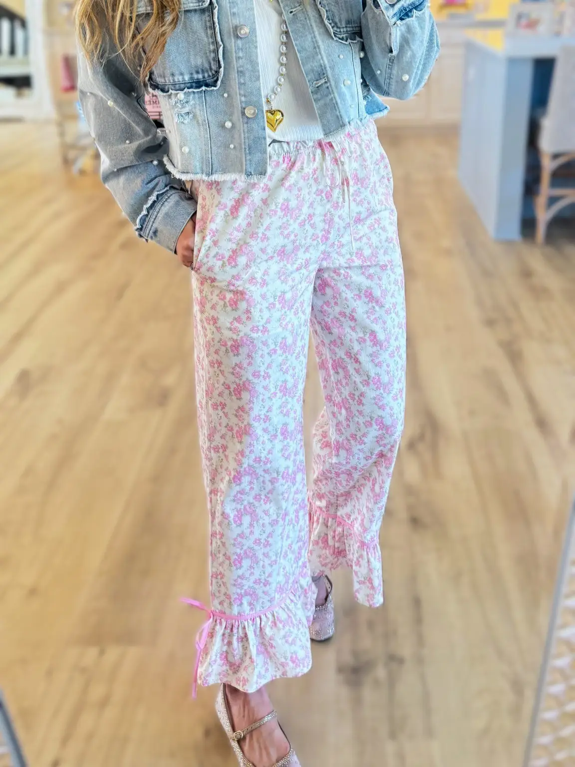 Bo Peep Floral Ruffle Hem Pant