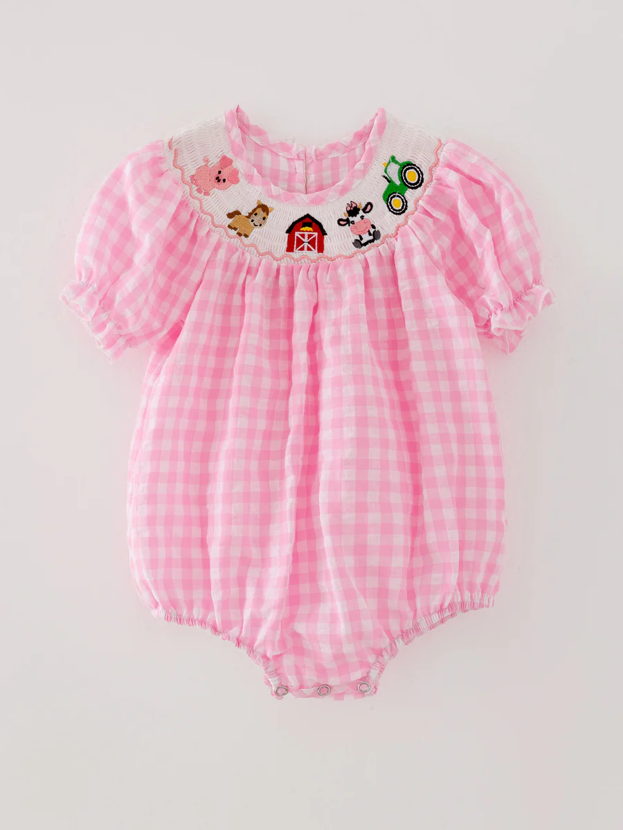 Farm Pink Girls Romper
