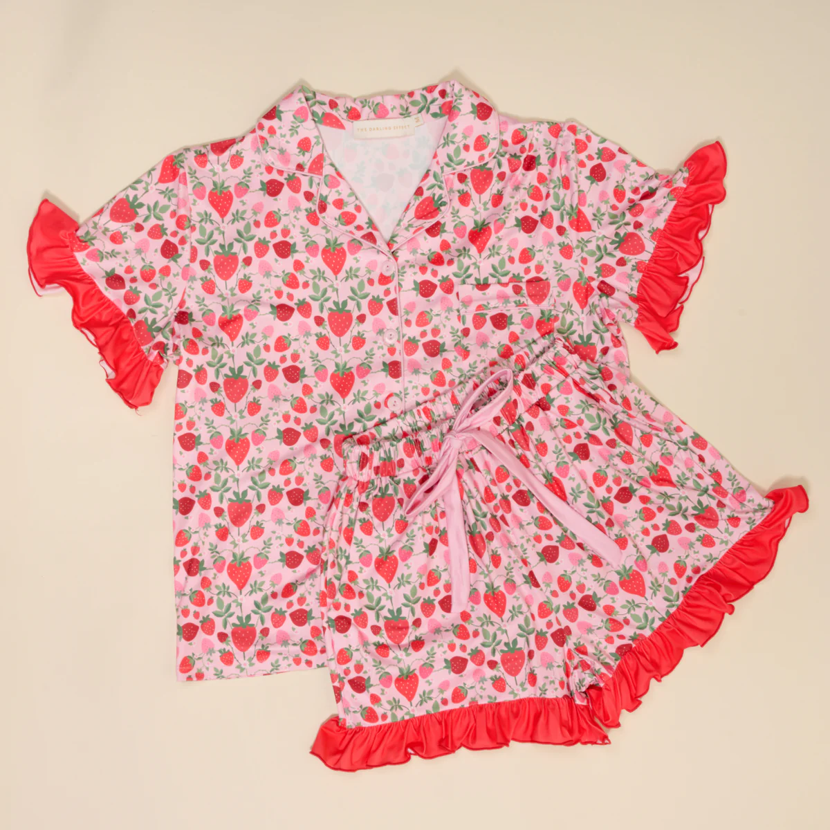 Slumber Party Pajama Short Set - Strawberry Fields