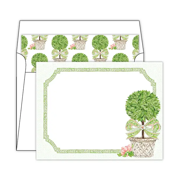 Garden Party Topiary with Green and Coral Bow Social Set