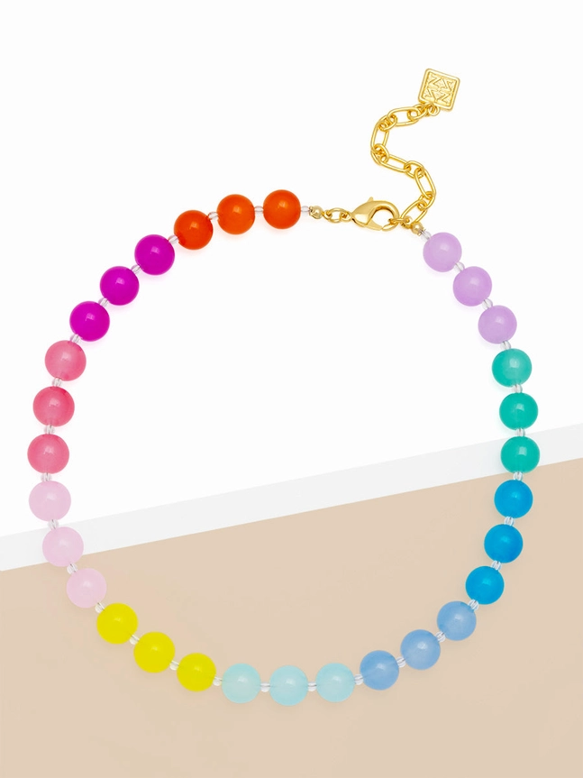 Reagan Multi Glass Bead Collar Necklace-Multi