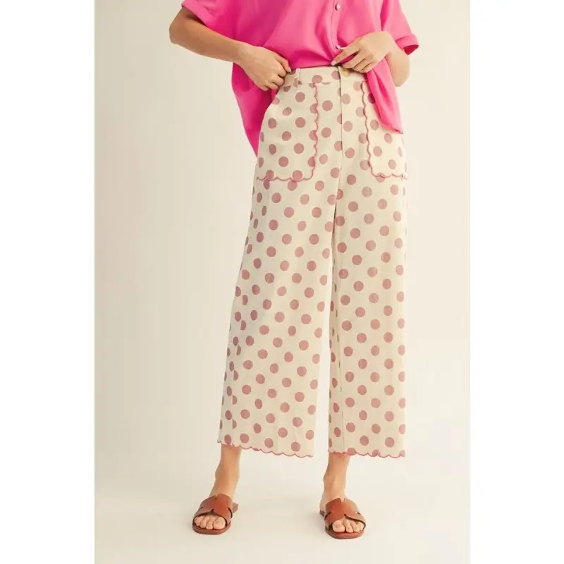 Pretty Polka Scallop Pants- Pink