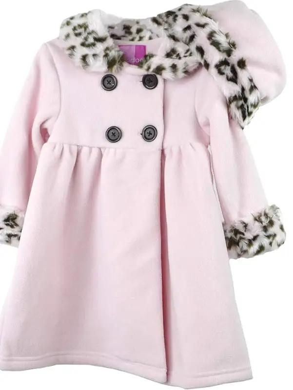 Toddler Girl Pink Fleece Dresscoat w/Hat