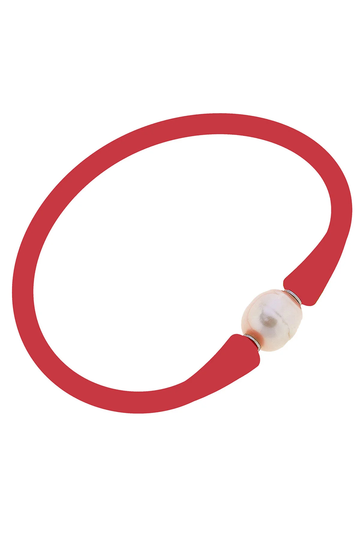 Bail Fresh Water Pearl Silicone Bracelet-Red