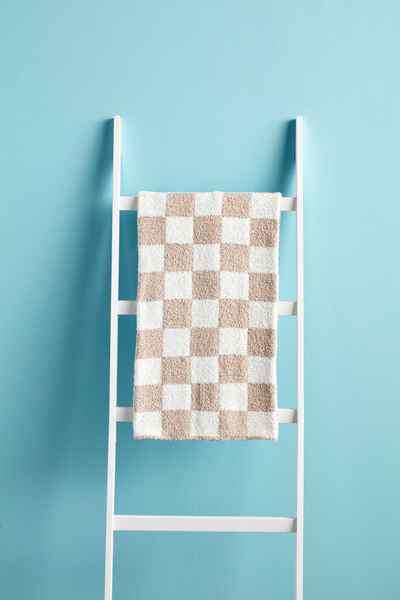 Taupe Gingham Chenille Blanket