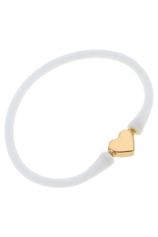 Bali Heart Bead Silicone Bracelet-White