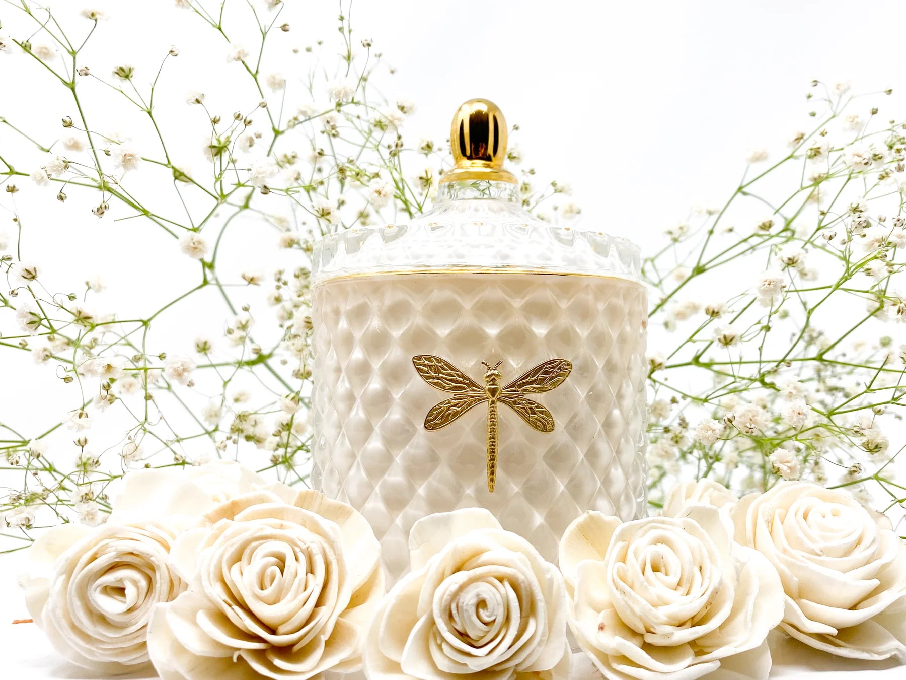 Bella Candle - White & Gold 8 oz : Whitewood + Saffron