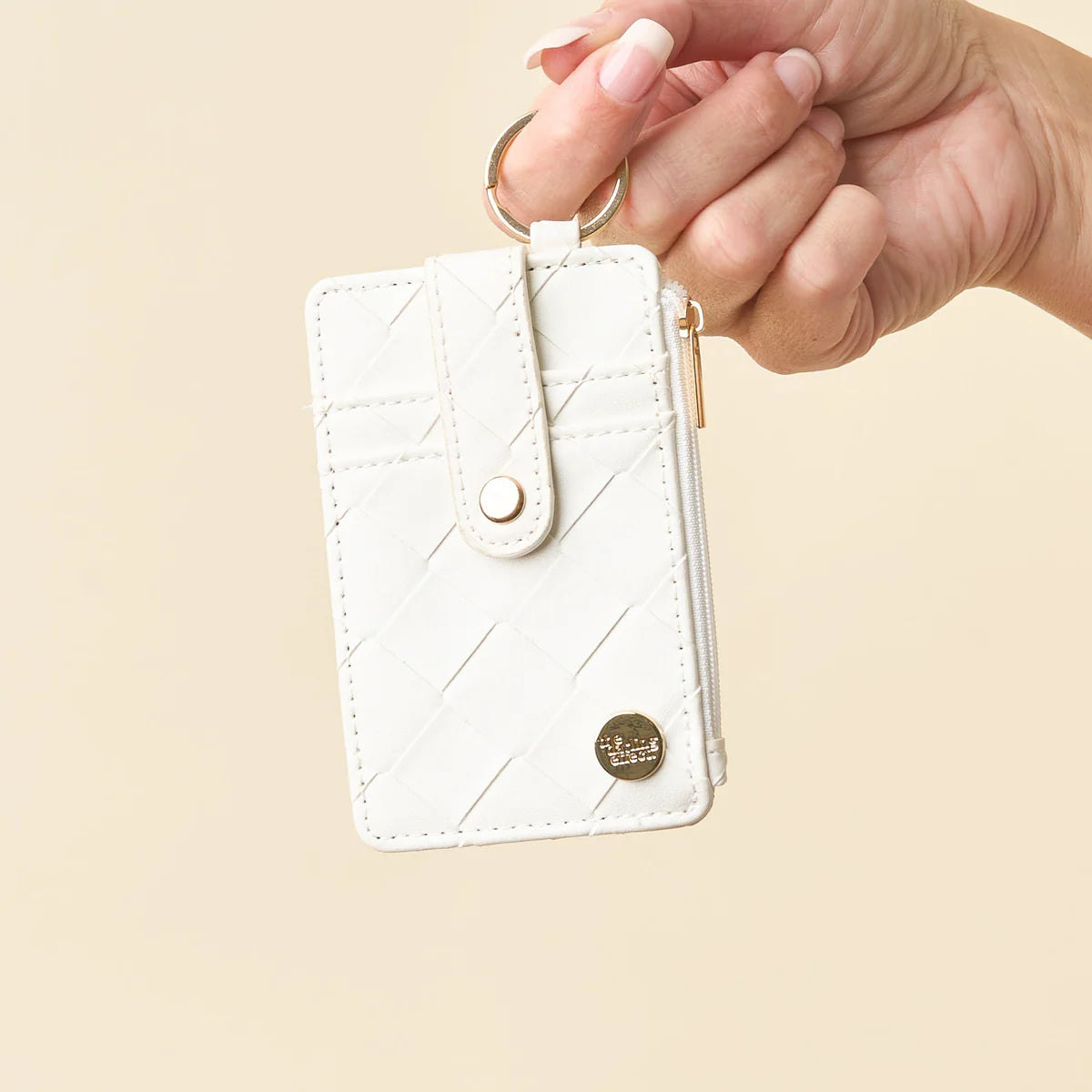 White Woven Keychain Wallet