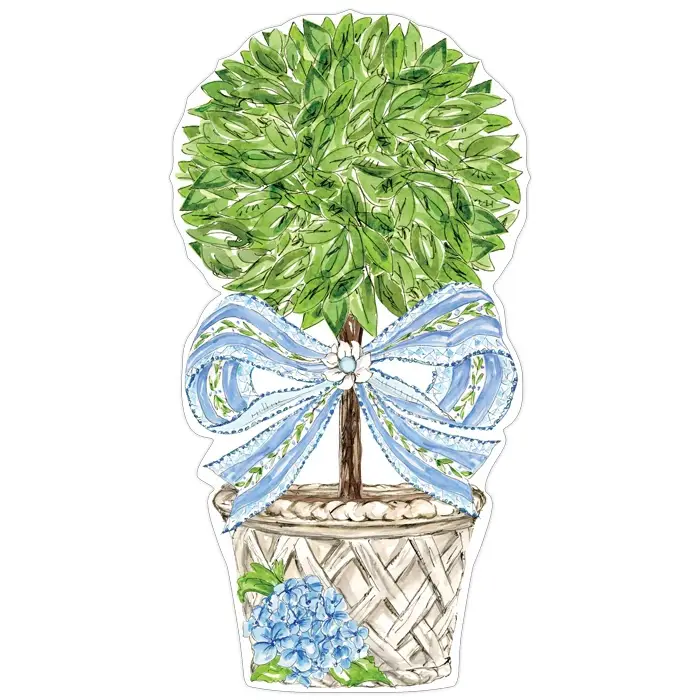 Garden Party Topiary with Blue Bow Posh Die-Cut Placemats