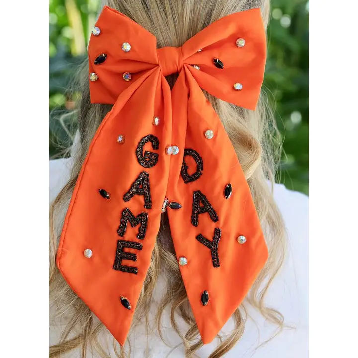 Game Day Embellished Bow-Orange and Black