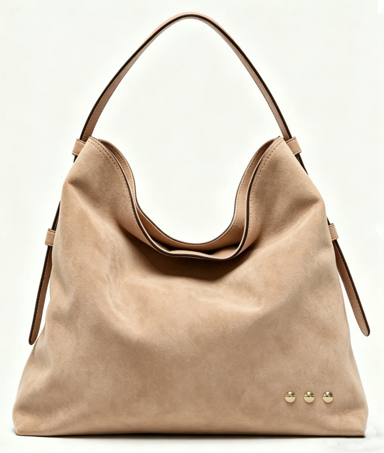 Evie Suede Hobo Shoulder Bag- Taupe