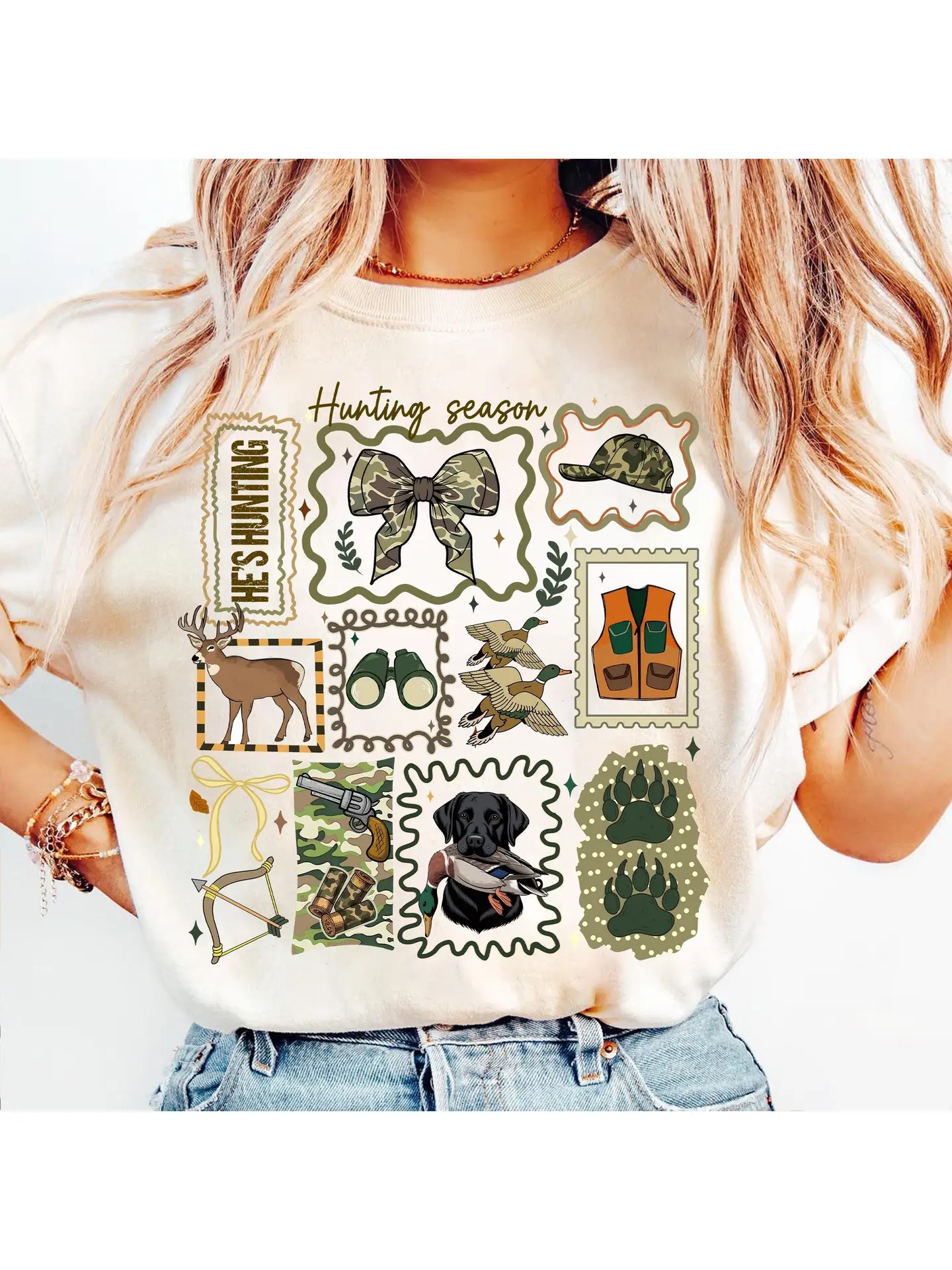 Hunting Girlfriend Camo T-Shirt - Sand