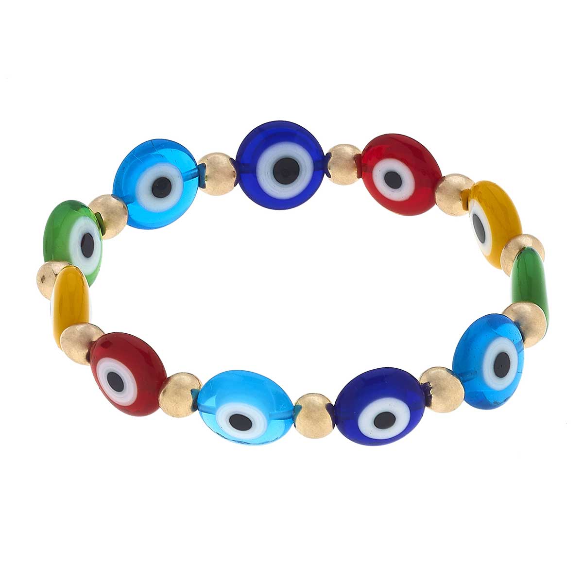 Murano Glass Evil Eye Talisman Stretch Bracelet in Multi