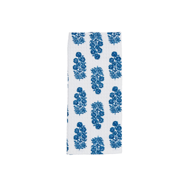 Block Print Blue Floral Towel