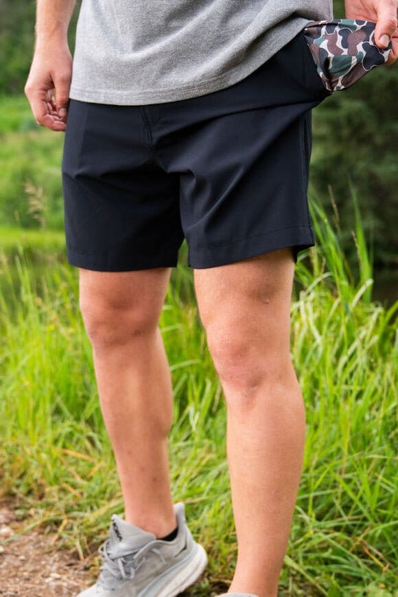 [Burlebo] Everyday Shorts - Matte Black-Throwback Camo Pocket