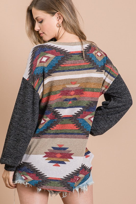 Aztec Print Long Sleeve