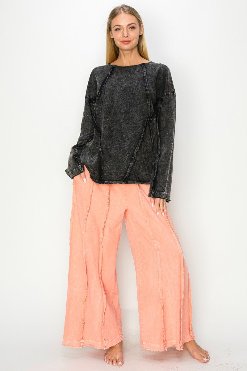 Mineral Washed Peach Coral Pants