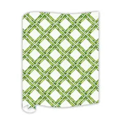 Handpainted Interlocking Green Bamboo Table Runner