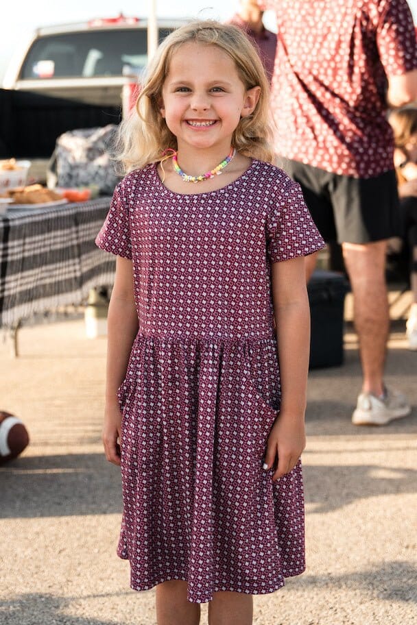 Youth-Girls Dress-Texas Maroon And Grey