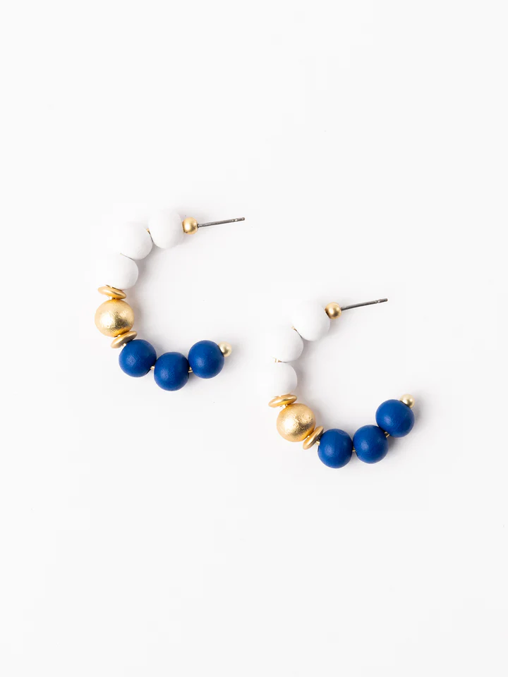 Janette Earrings Small - Blue/White