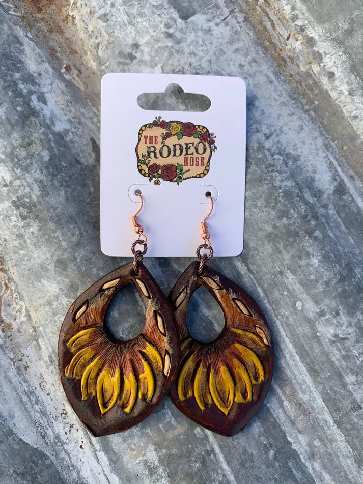 The Dale Hand Tooled Leather Earrings