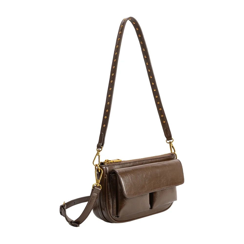 Aria Vegan Leather Shoulder Bag-Espresso