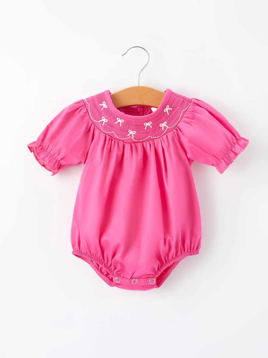 Girls Bow Hot Pink Romper