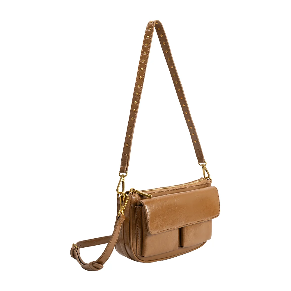 Aria Vegan Leather Shoulder Bag-Mocha