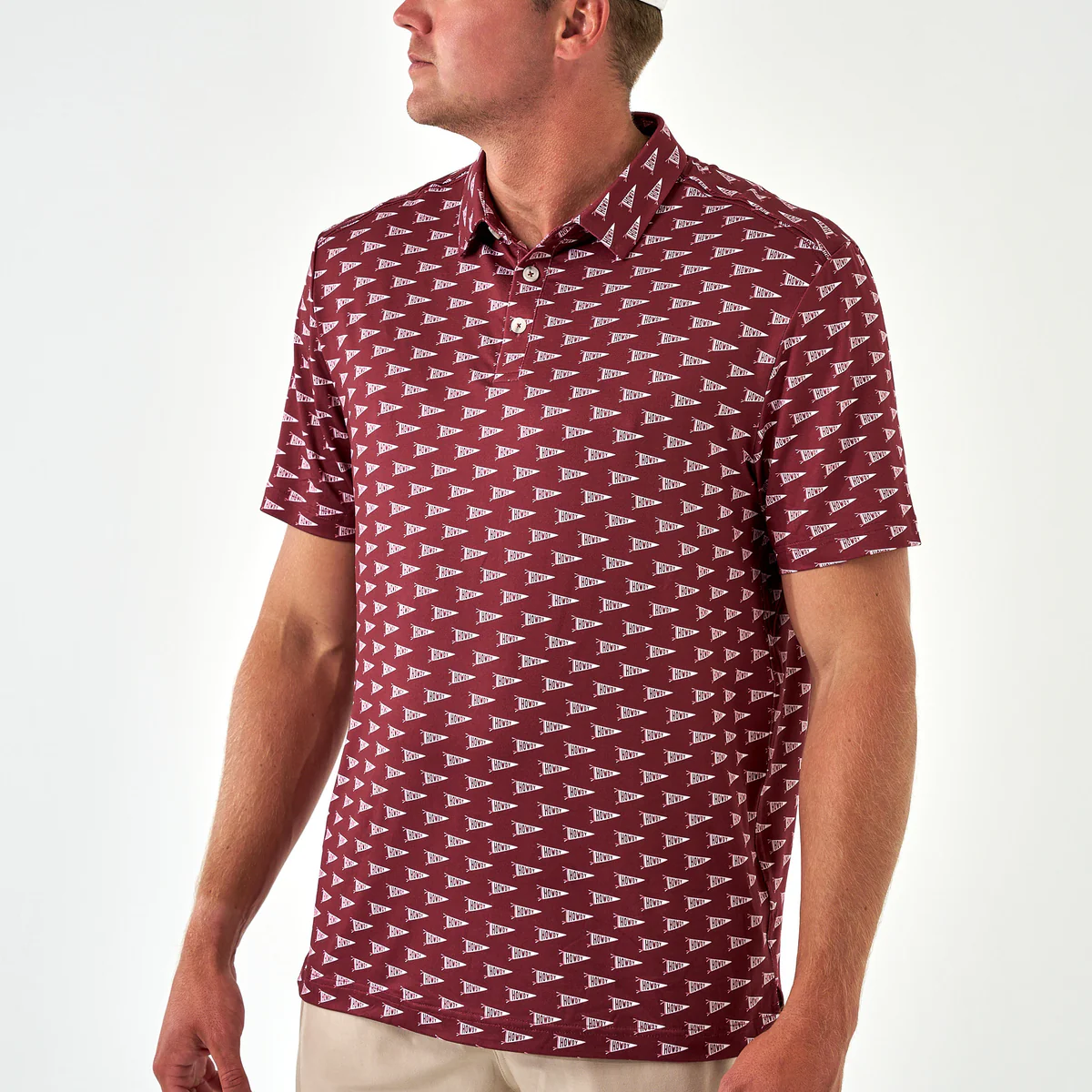 [Burlebo]Performance Polo - Howdy Pennants - Maroon