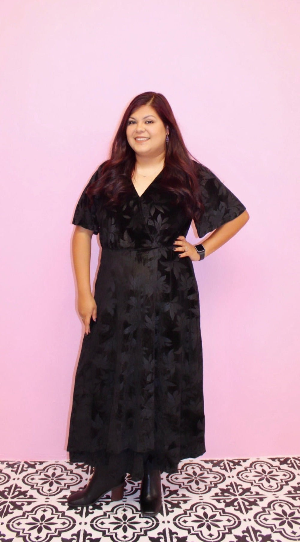 [Plus Size] Velvet Holiday Midi Dress