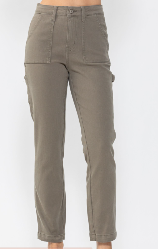 [Judy Blue] High Waisted Olive Utility Slim Fit