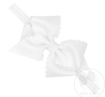 Extra Small Scalloped Edge Grosgrain Bow on Elastic Band